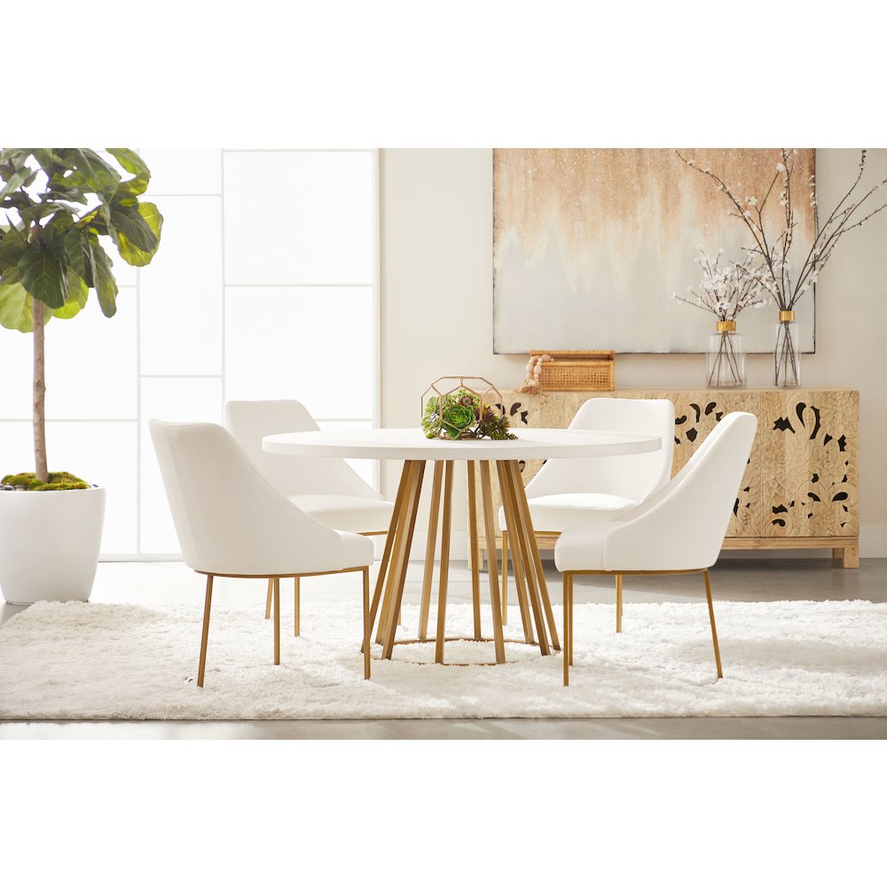 Transitional Turino 54" Round Dining Table Concrete Top. Picture 9