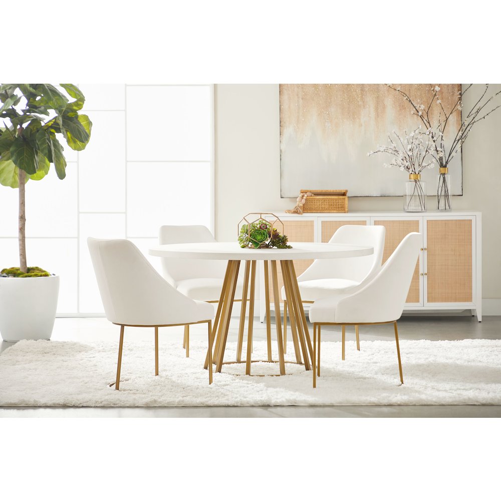 Transitional Turino 54" Round Dining Table Concrete Top. Picture 14