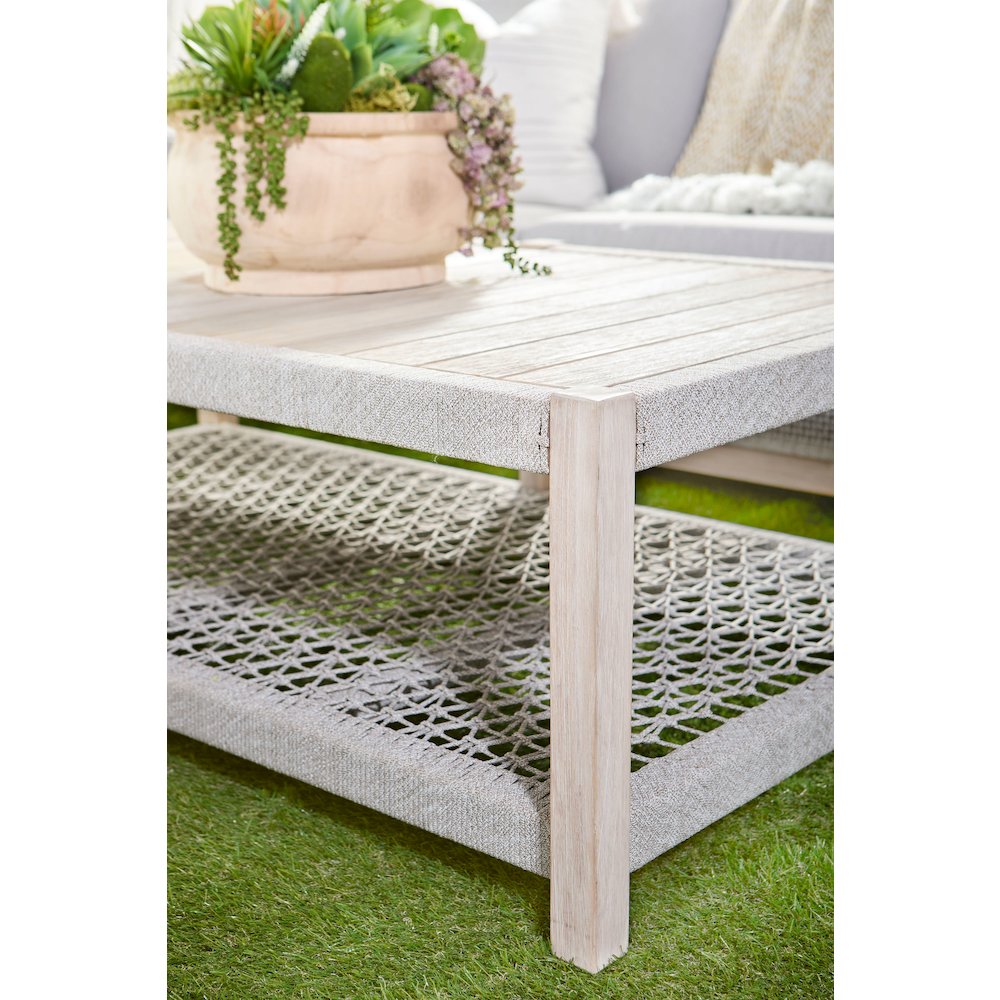 Woven - Outdoor  Transitional Wrap Outdoor Coffee Table. Picture 7