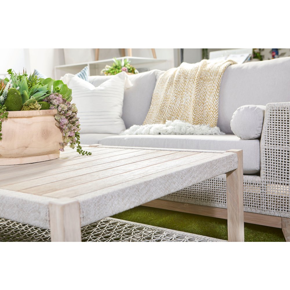 Woven - Outdoor  Transitional Wrap Outdoor Coffee Table. Picture 8