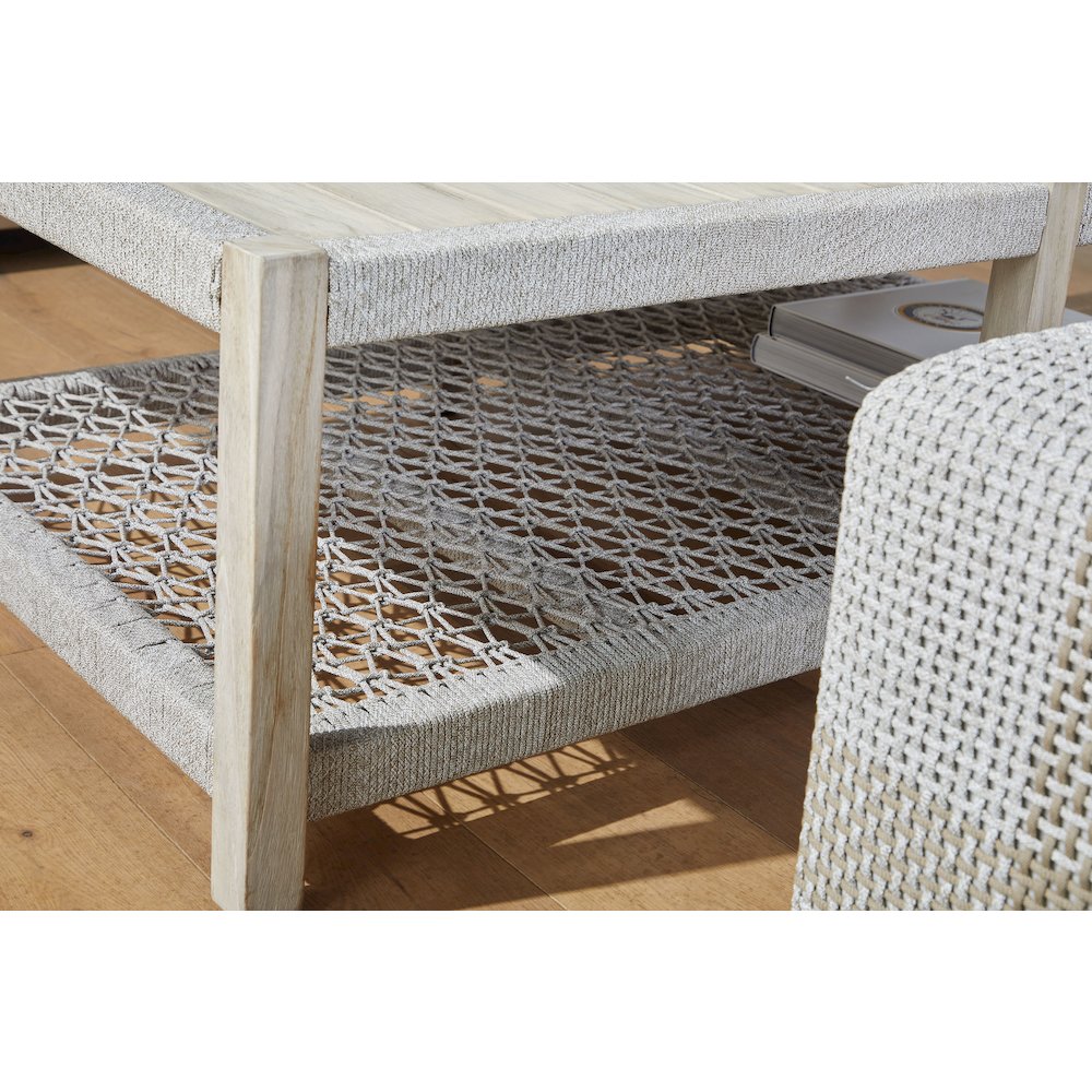 Woven - Outdoor  Transitional Wrap Outdoor Coffee Table. Picture 9