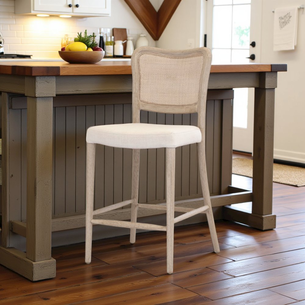 Gray Counter Stool with Backrest – Wooden Counter Height Bar Chair. Picture 2