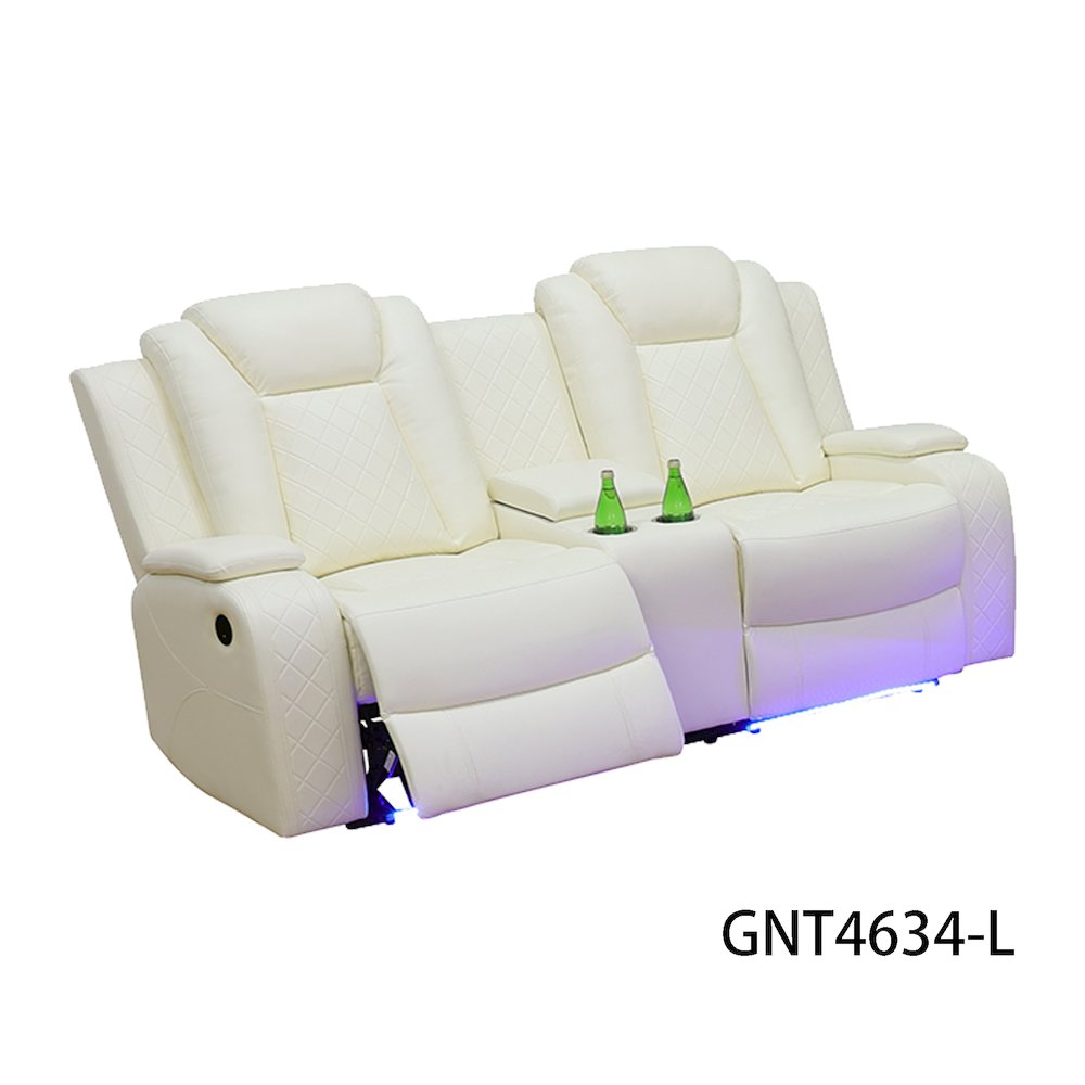 Max Power Recliner Living Room Loveseat with LED White. Picture 1