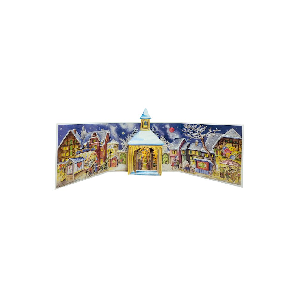 Adv40  -  Advent Calendar - 3D 1956 Church Design  -  8.75"H X 27.25"W X 0.1"D. Picture 1