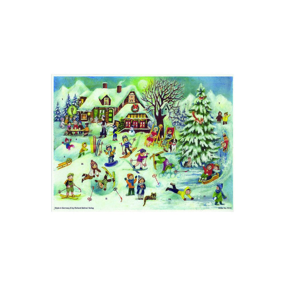 Advent - Ski Hut With Children Playing. Picture 1