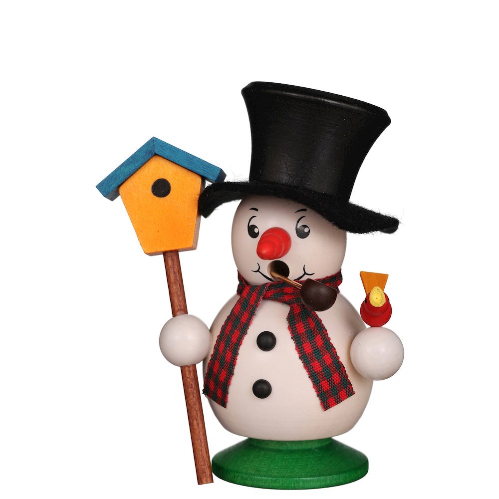 Incense Burner - Snowman With Bird And Birdhouse. Picture 1