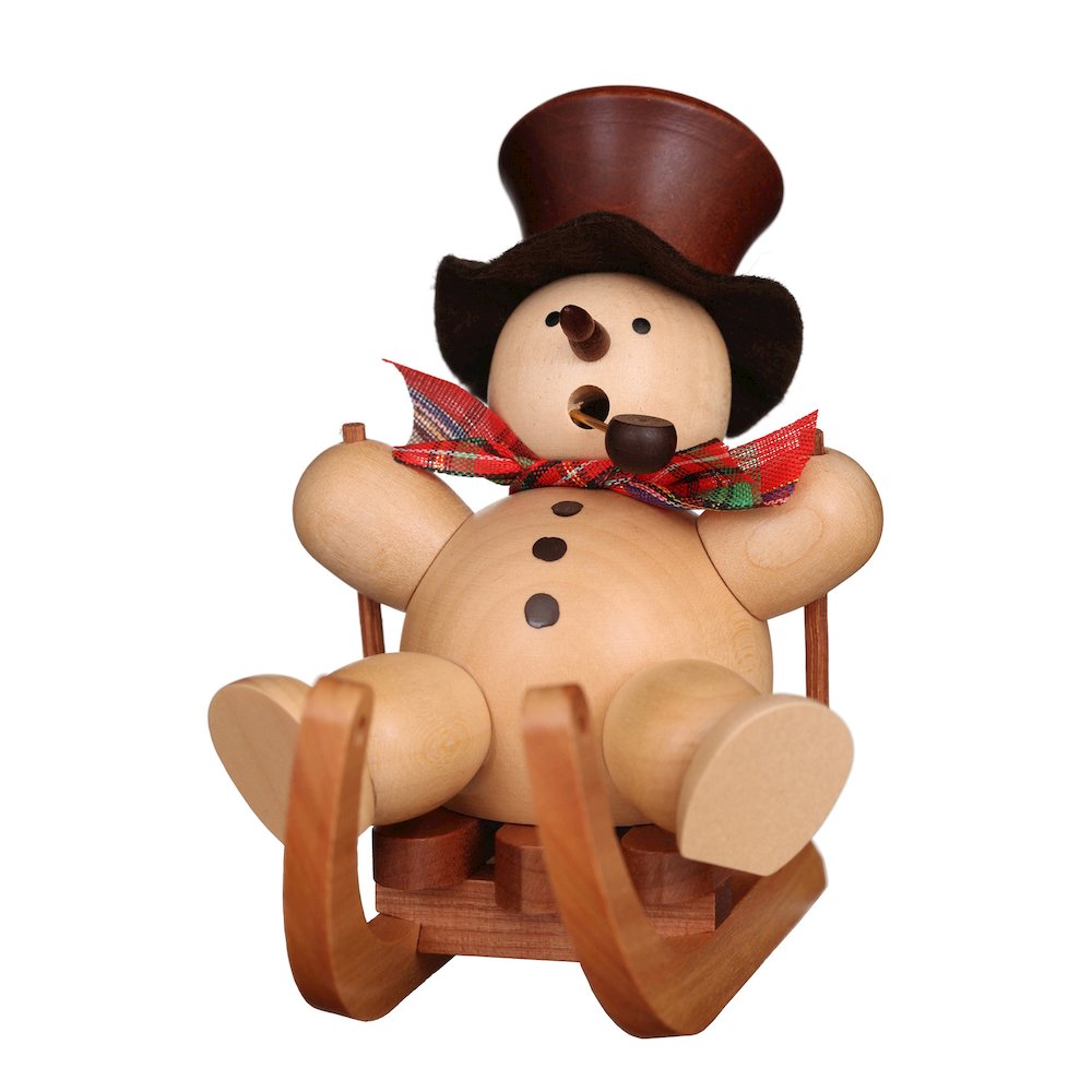 Incense Burner - Snowman With Sled (Natural). Picture 1