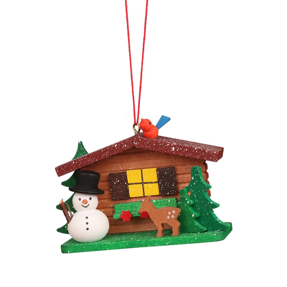 Ornament - Cottage With Snowman. Picture 1