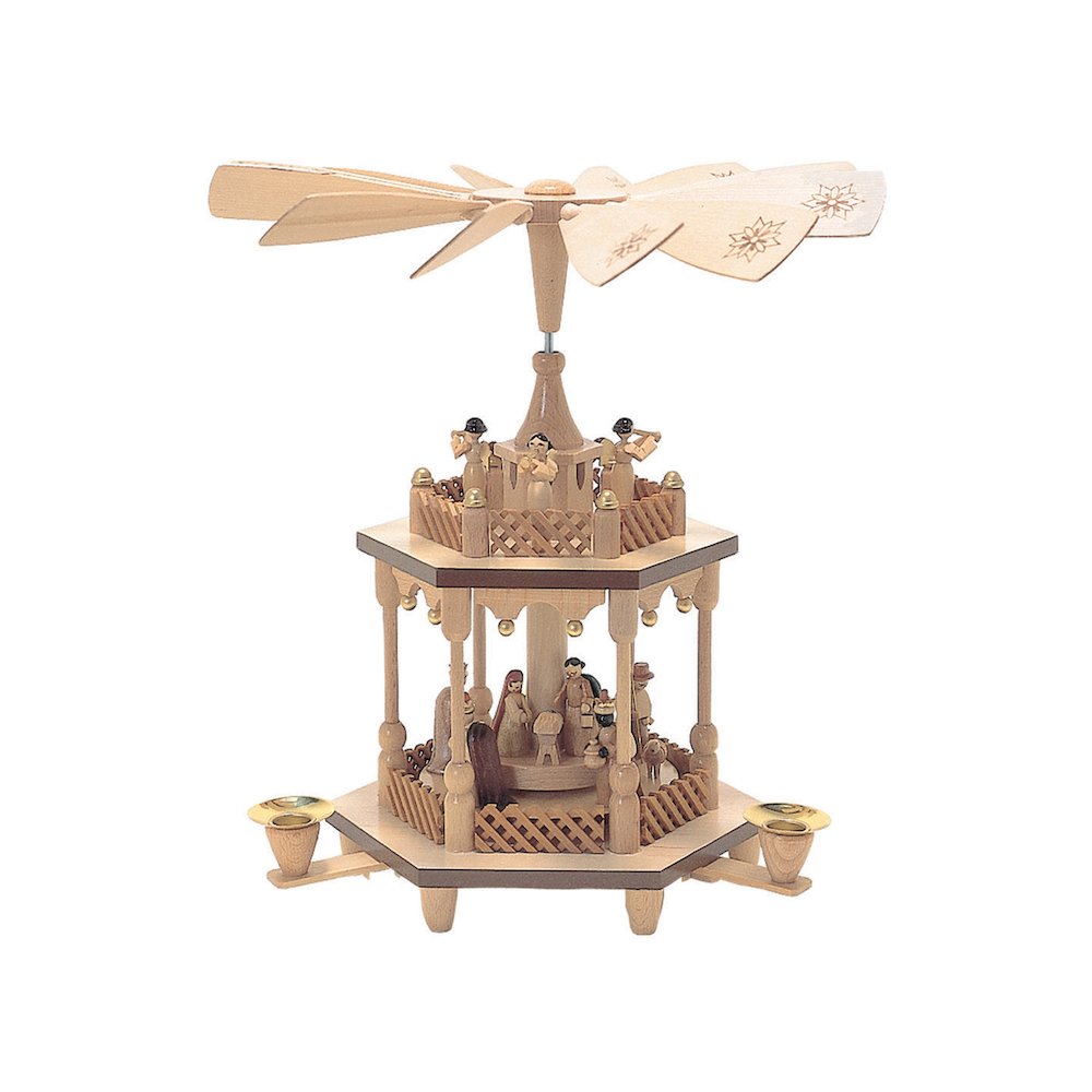 Pyramid - 2 Tiers Nativity Scene And Angel Musicians. Picture 1