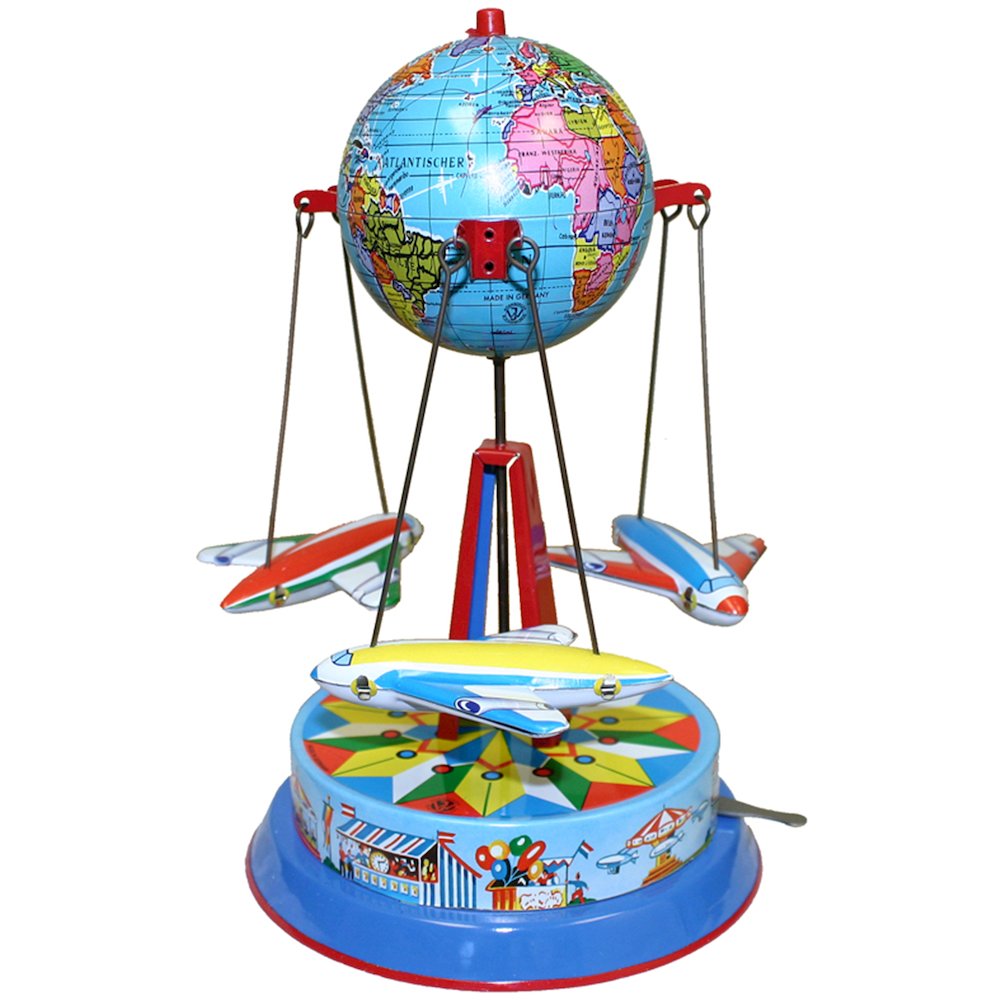 German Collectible Tin Toy - Carousel With Planes. Picture 1