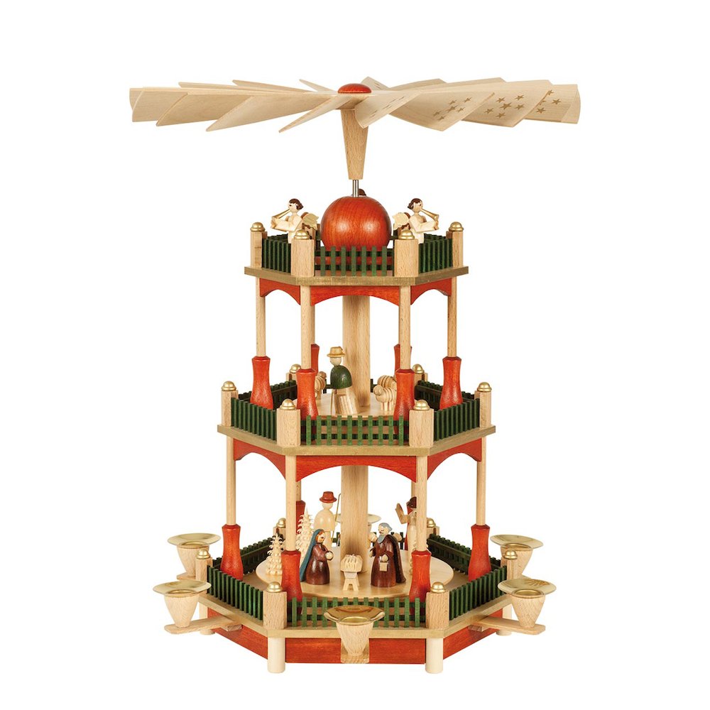 Pyramid - 3-Tier Nativity With Sta" Finish. Picture 1