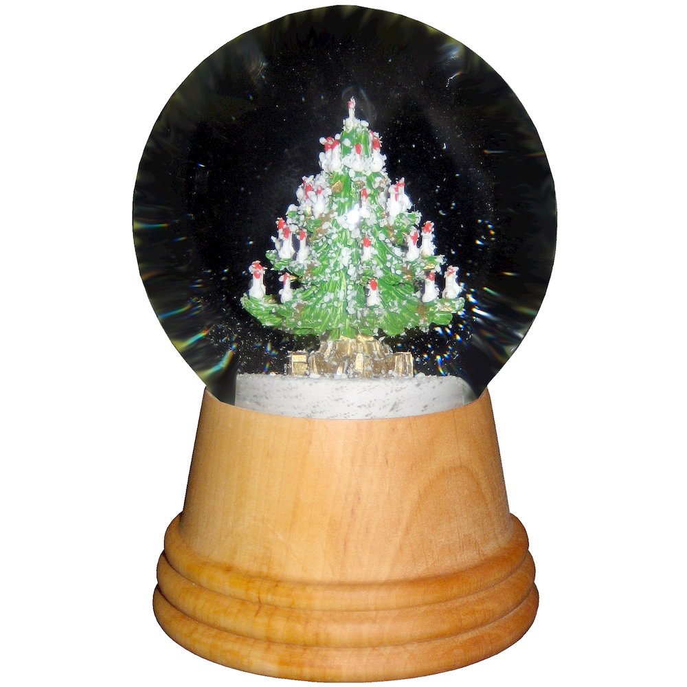 Snowglobe - Medium Christmas Tree With Wooden Base. Picture 1