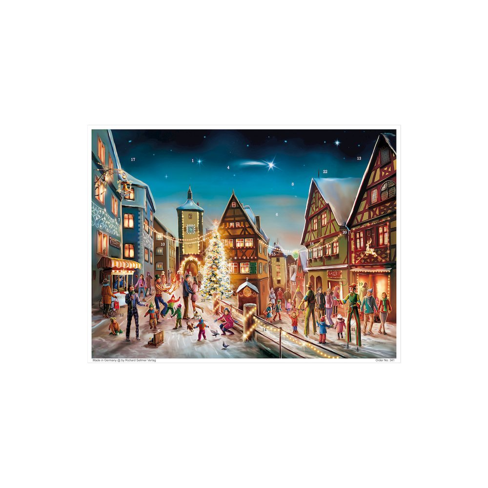 Advent Calendar - Christmas Village Scene  -  11.25"H X 15.25"W X 0.1"D. Picture 1