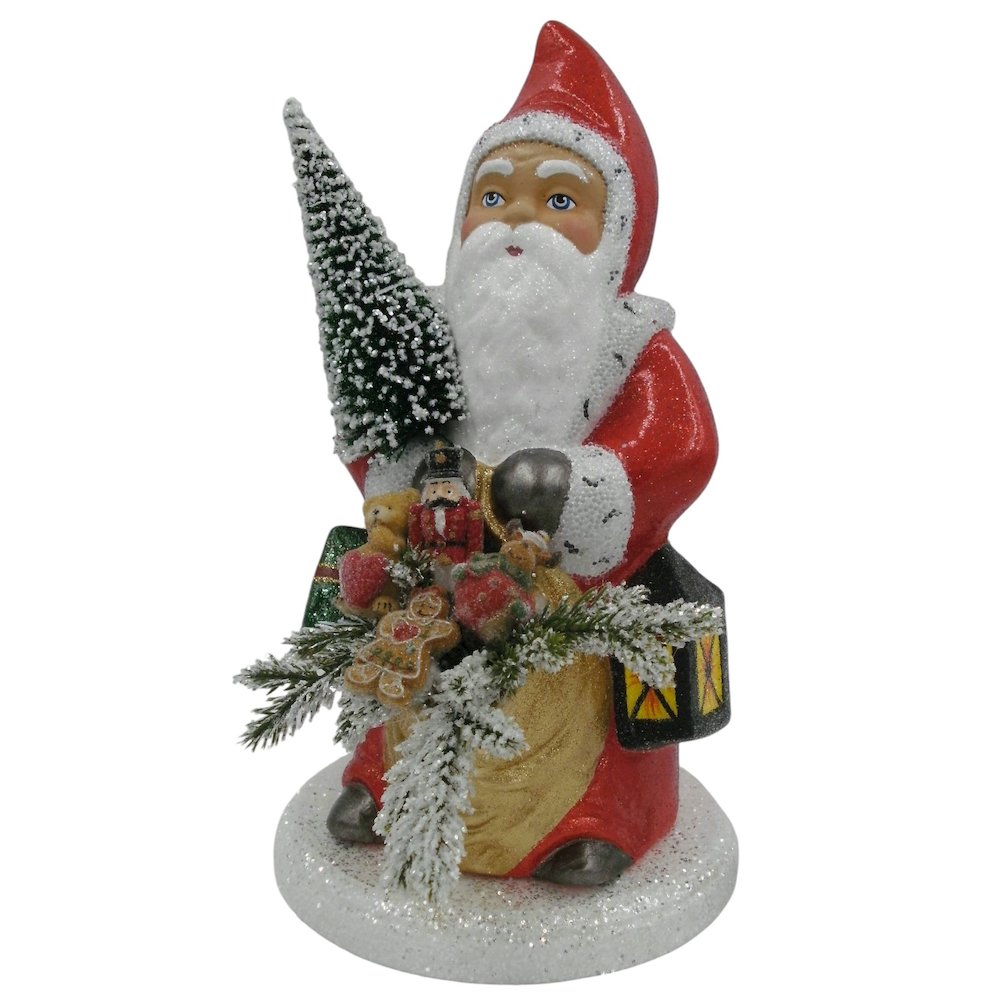 Paper Mache Candy Container - Glitter Santa. Picture 1