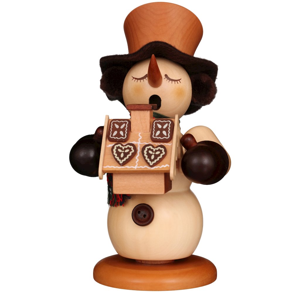 Smoker - Snowman With Gingerbread House (Natural). Picture 1