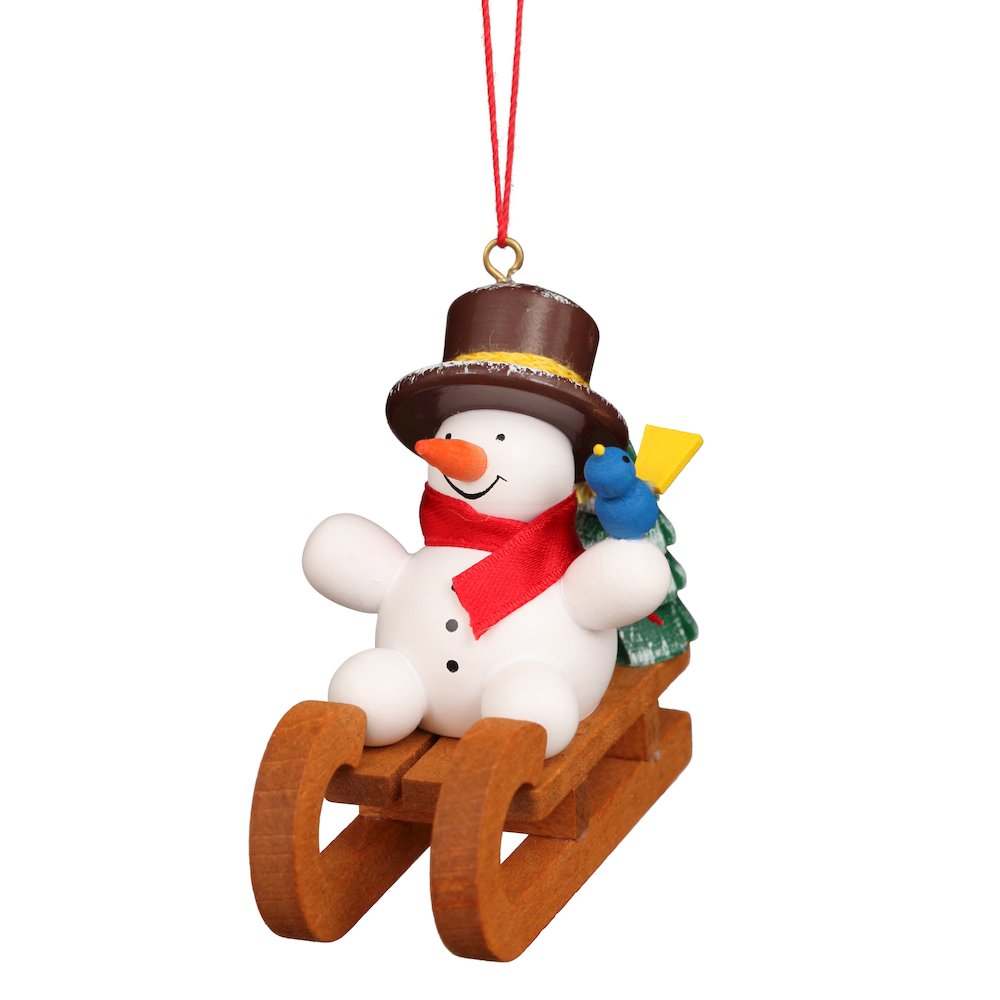 Ornament - Snowman On Sled. Picture 1