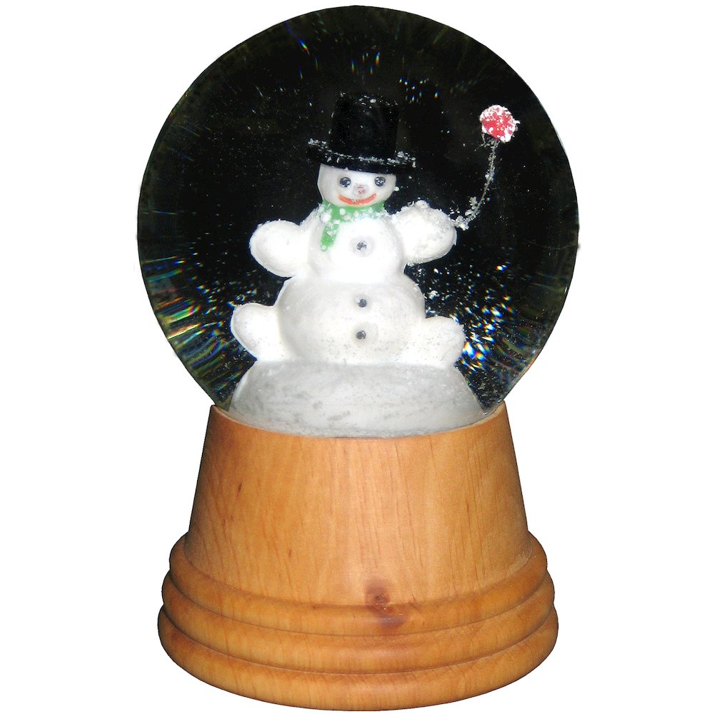 Snowglobe - Medium Snowman With Wooden Base. Picture 1