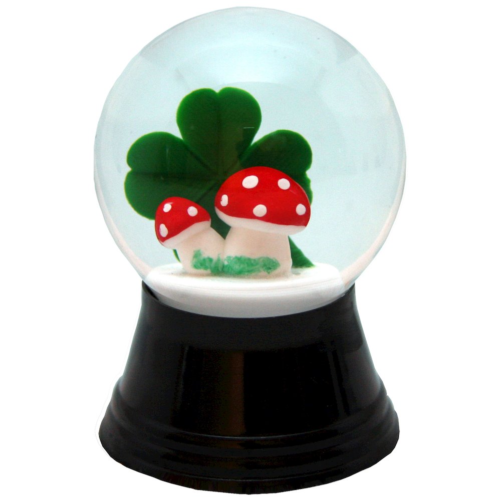 Snowglobe - Small Mushroom With 4-Leaf Clover. Picture 1