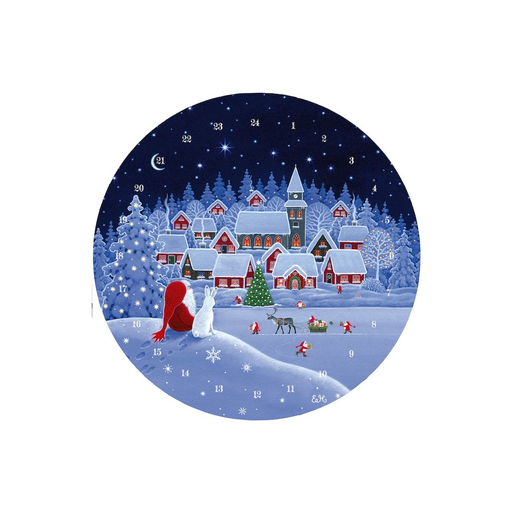 Advent Calendar - Round Tomte Hanging Advent  - 17.5"H X 17.75"W X .01"D. Picture 1
