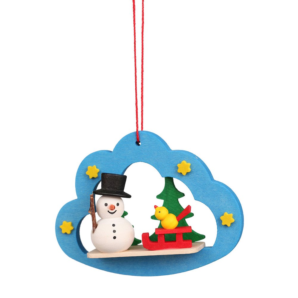 Ornament - Snowman In Blue Cloud. Picture 1