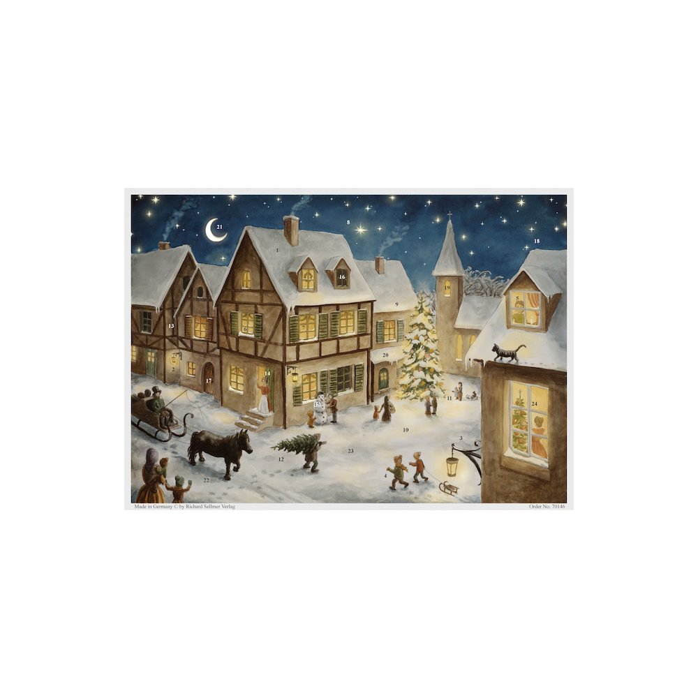 Advent Calendar - Snowy Village Scene. Picture 1