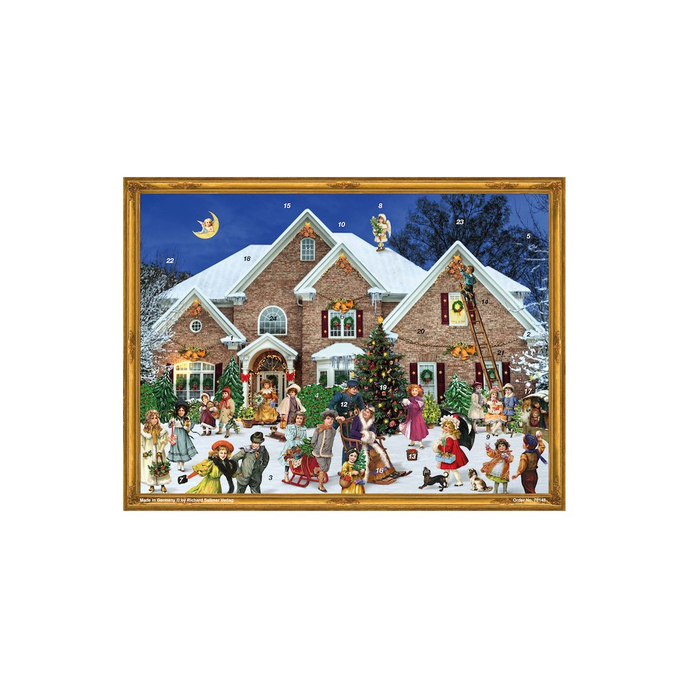 Advent Calendar - Christmas Scene Outside Family Home. Picture 1