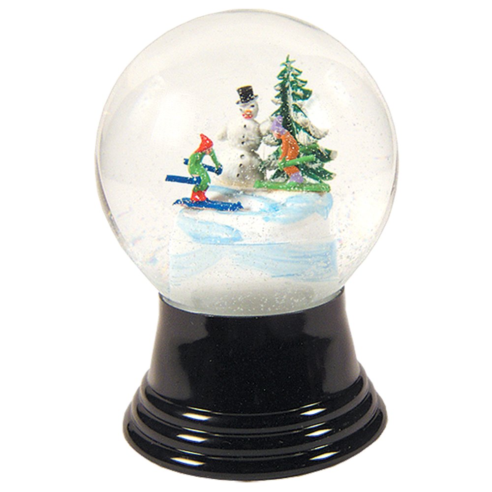 Snowglobe - Medium Snowman With Skis. Picture 1