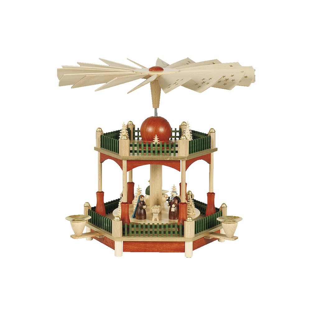 Pyramid - 2-Tier Nativity With Sta" Finish. Picture 1