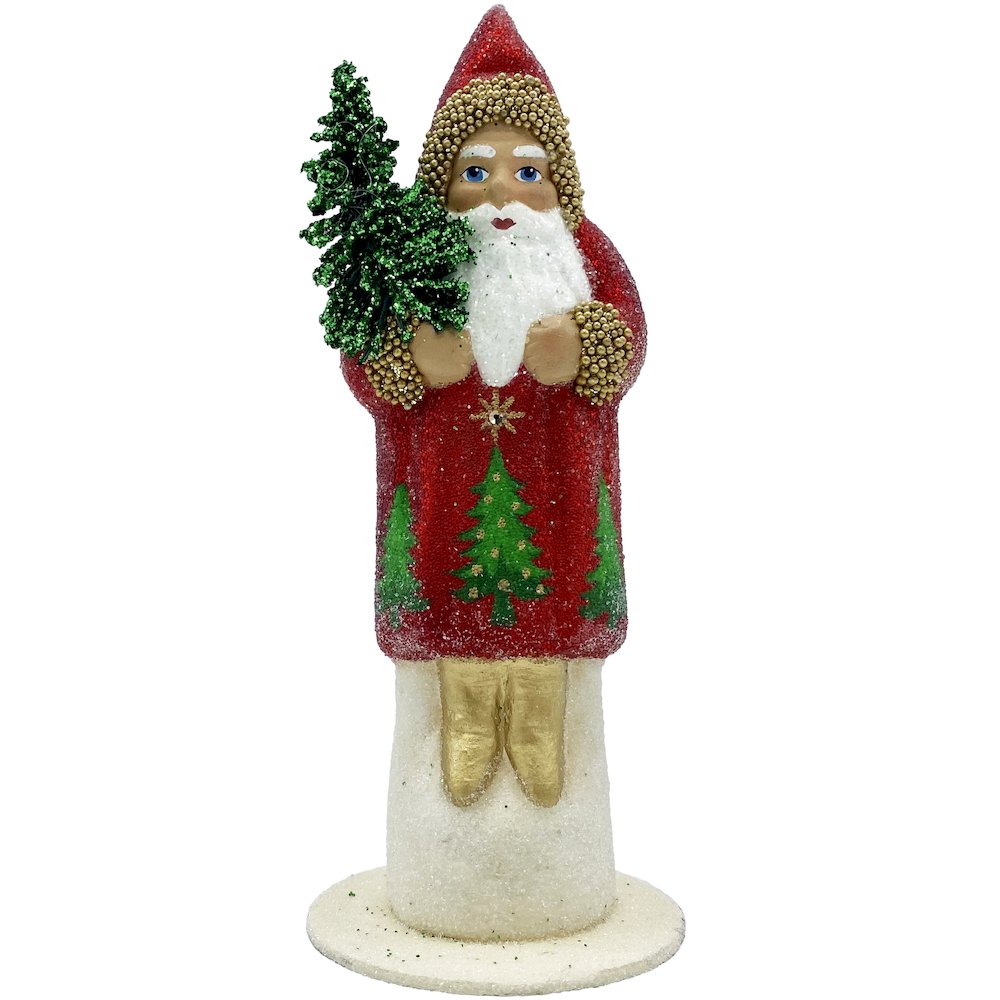 Paper Mache Candy Container - Santa With Swarovski Crystal. Picture 1
