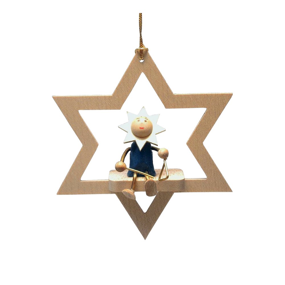 Ornament - Star With Moonman Musician. Picture 1