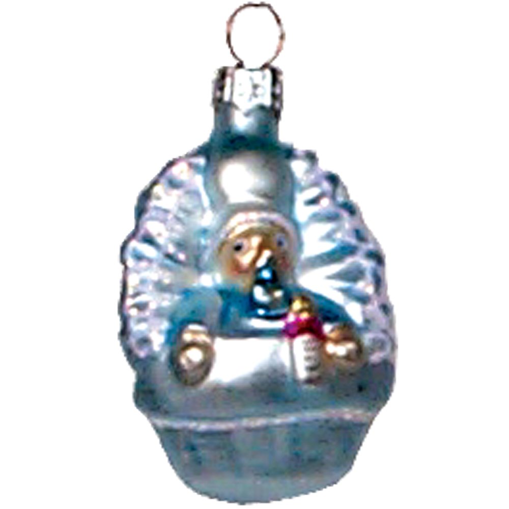 Polish Glass Hand-Blown Ornament - Blue Baby. Picture 1