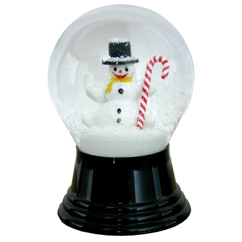 Snowglobe - Medium Snowman With Canycane. Picture 1