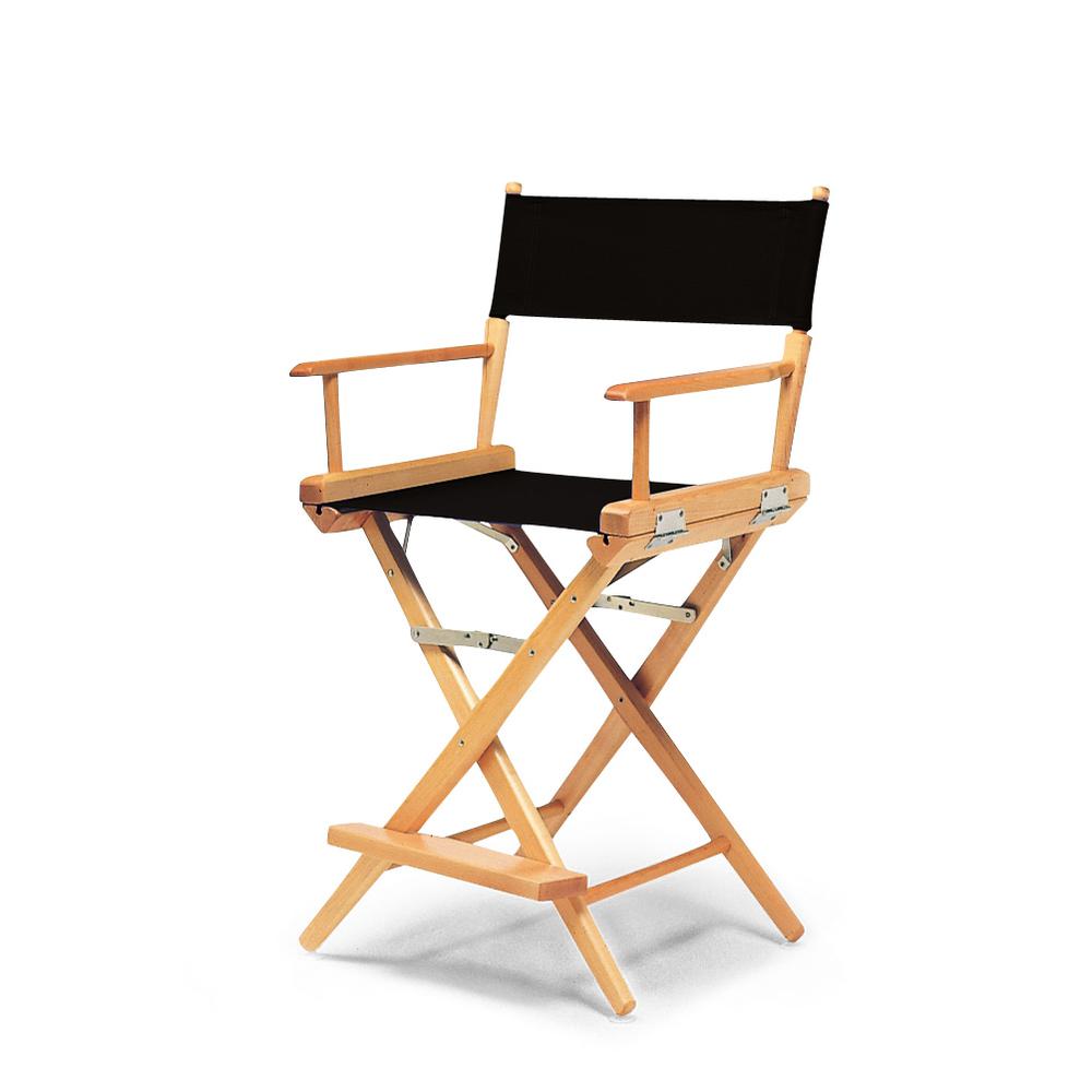 Telescope Casual World Famous Balcony Height Director Chair With Varnish Finish and Black Fabric. Picture 1