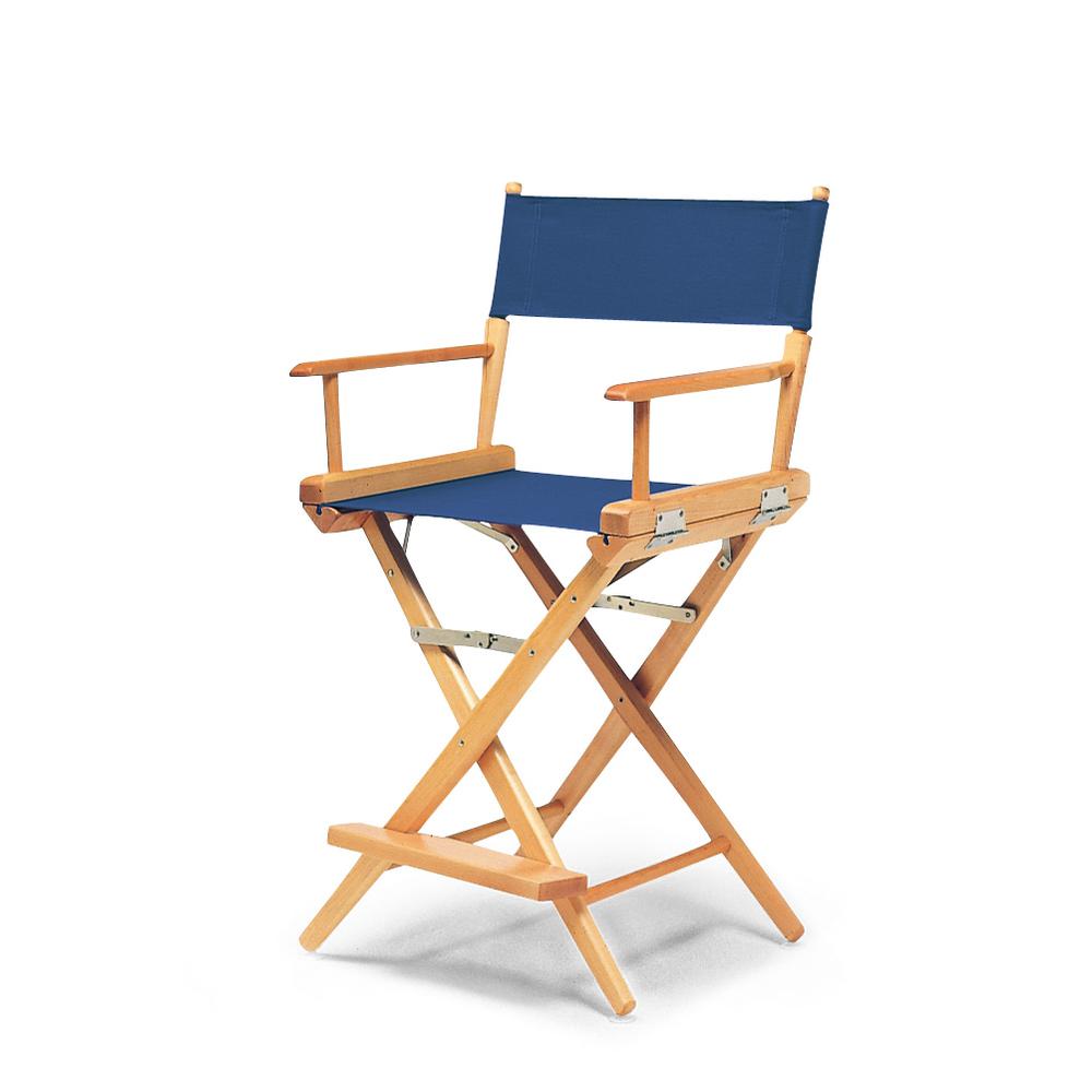Telescope Casual World Famous Balcony Height Director Chair With Varnish Finish and Blue Fabric. Picture 1