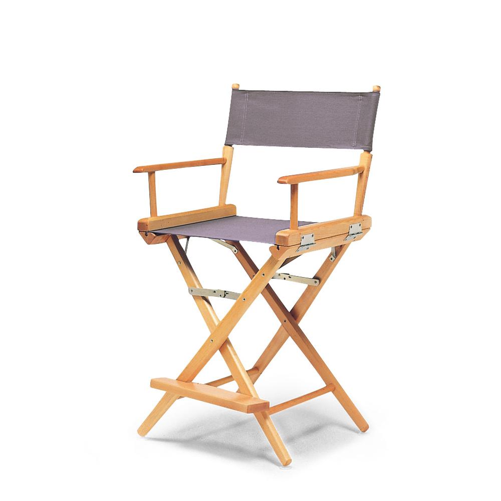 Telescope Casual World Famous Balcony Height Director Chair With Varnish Finish and Gray Fabric. Picture 1