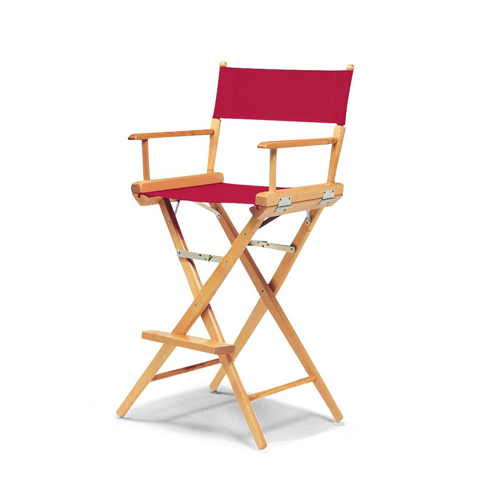 Telescope Casual World Famous Bar Height Director Chair With Varnish Finish and Red Fabric. Picture 1