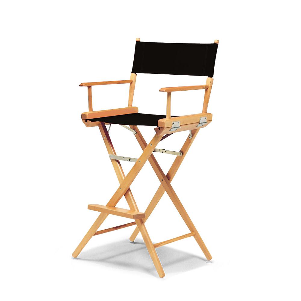 Telescope Casual World Famous Bar Height Director Chair With Varnish Finish and Black Fabric. Picture 1