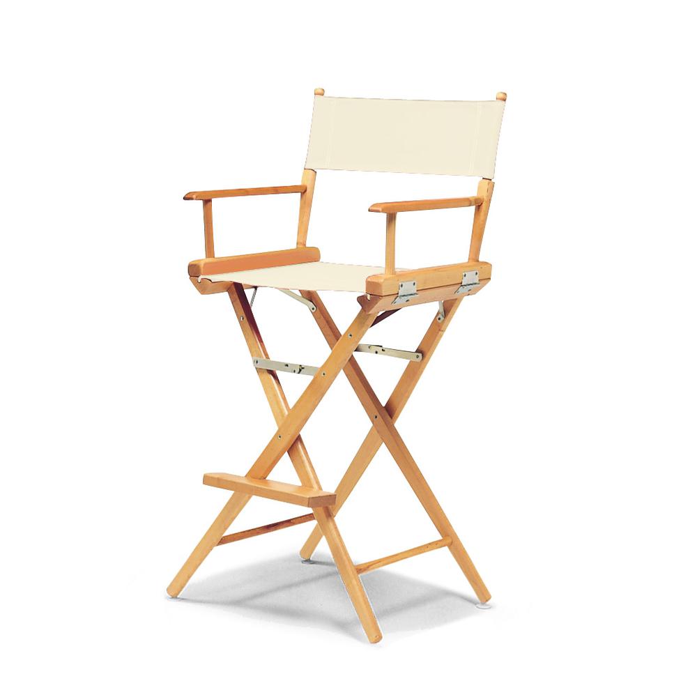 Telescope Casual World Famous Bar Height Director Chair With Varnish Finish and Natural Fabric. Picture 1
