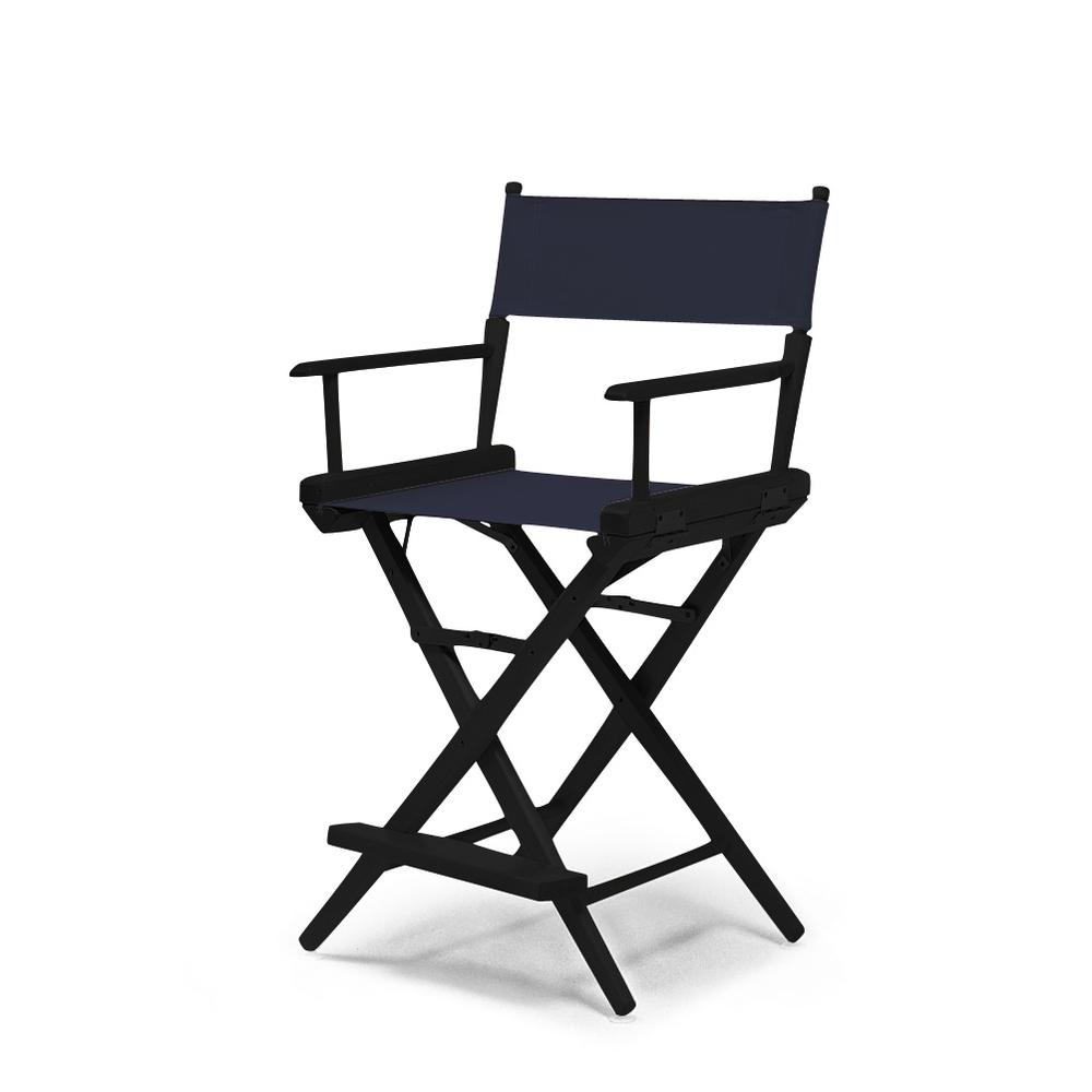 Telescope Casual World Famous Balcony Height Director Chair With Black Finish and Navy Fabric. Picture 1