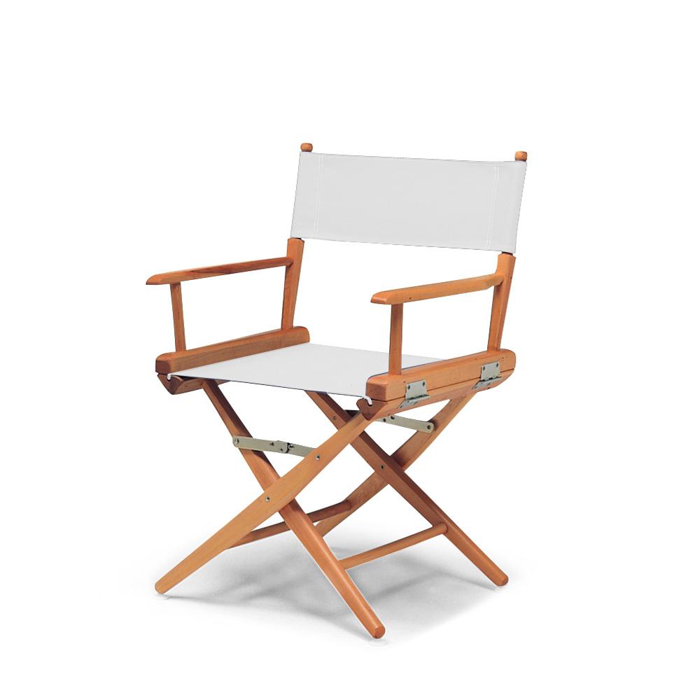 Telescope Casual World Famous Dining Height Director Chair With Varnish Finish and White Fabric. Picture 1