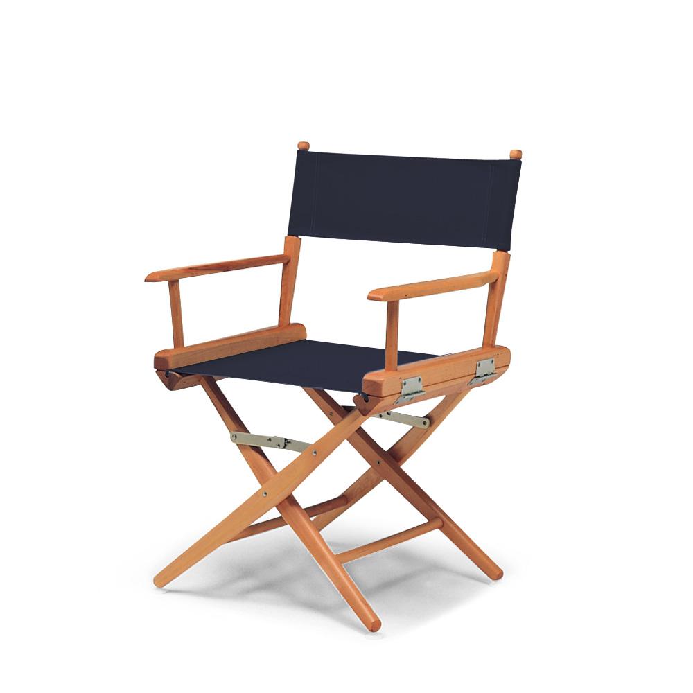 Telescope Casual World Famous Dining Height Director Chair With Varnish Finish and Navy Fabric. Picture 1