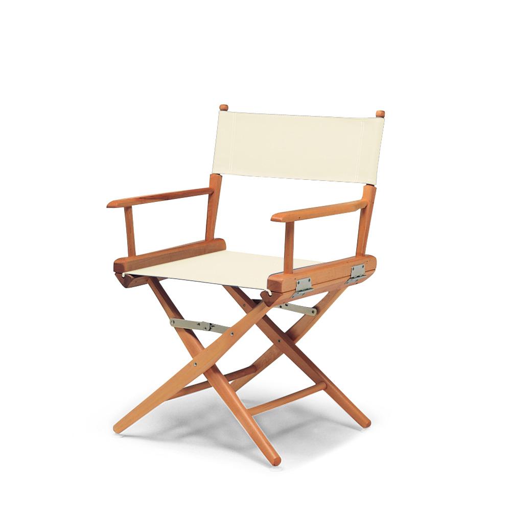 Telescope Casual World Famous Dining Height Director Chair With Varnish Finish and Natural Fabric. Picture 1