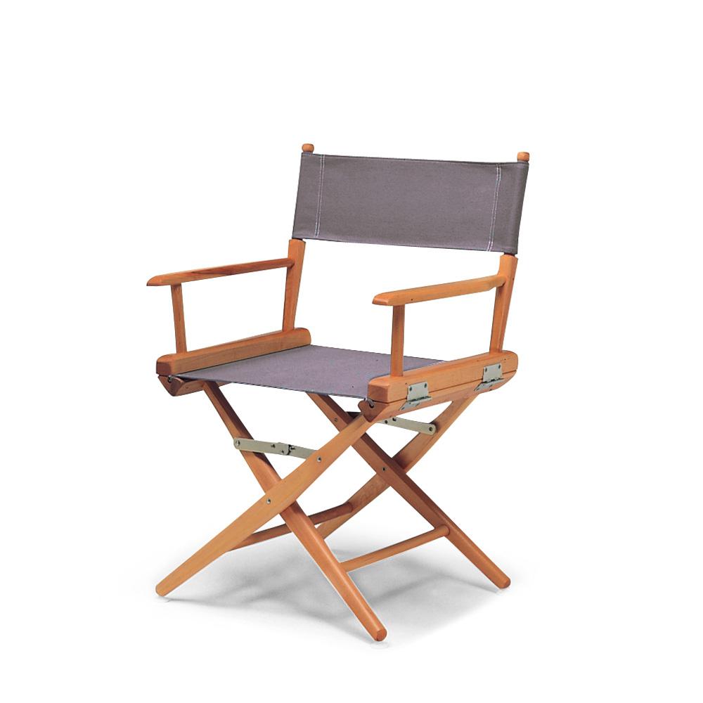 Telescope Casual World Famous Dining Height Director Chair With Varnish Finish and Gray Fabric. Picture 1