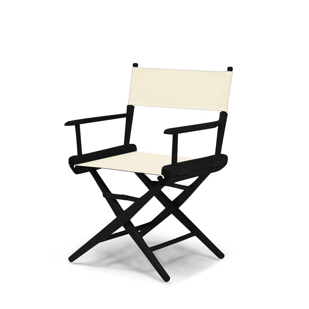 Telescope Casual World Famous Dining Height Director Chair With Black Finish and Natural Fabric. Picture 1