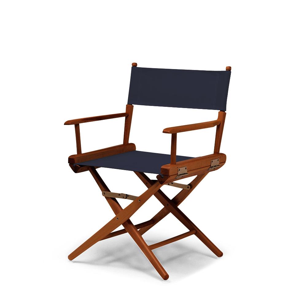 Telescope Casual World Famous Dining Height Director Chair With Walnut Stain Finish and Navy Fabric. Picture 1