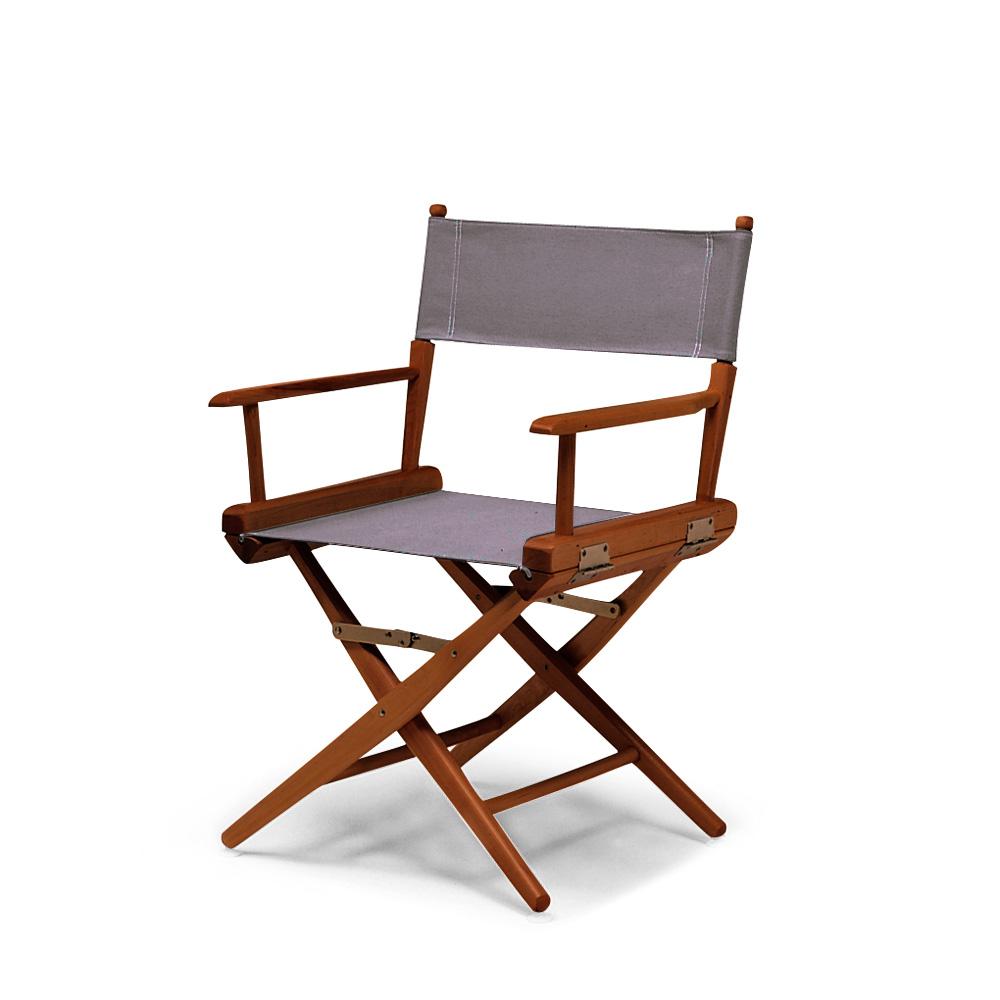 Telescope Casual World Famous Dining Height Director Chair With Walnut Stain Finish and Gray Fabric. Picture 1