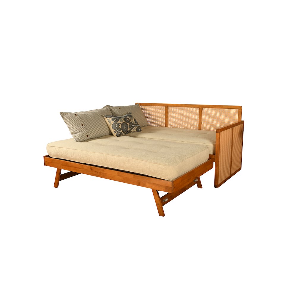 Abaco Daybed-Pop Up-Honey Finish-Canton Cream Mattresses. Picture 2