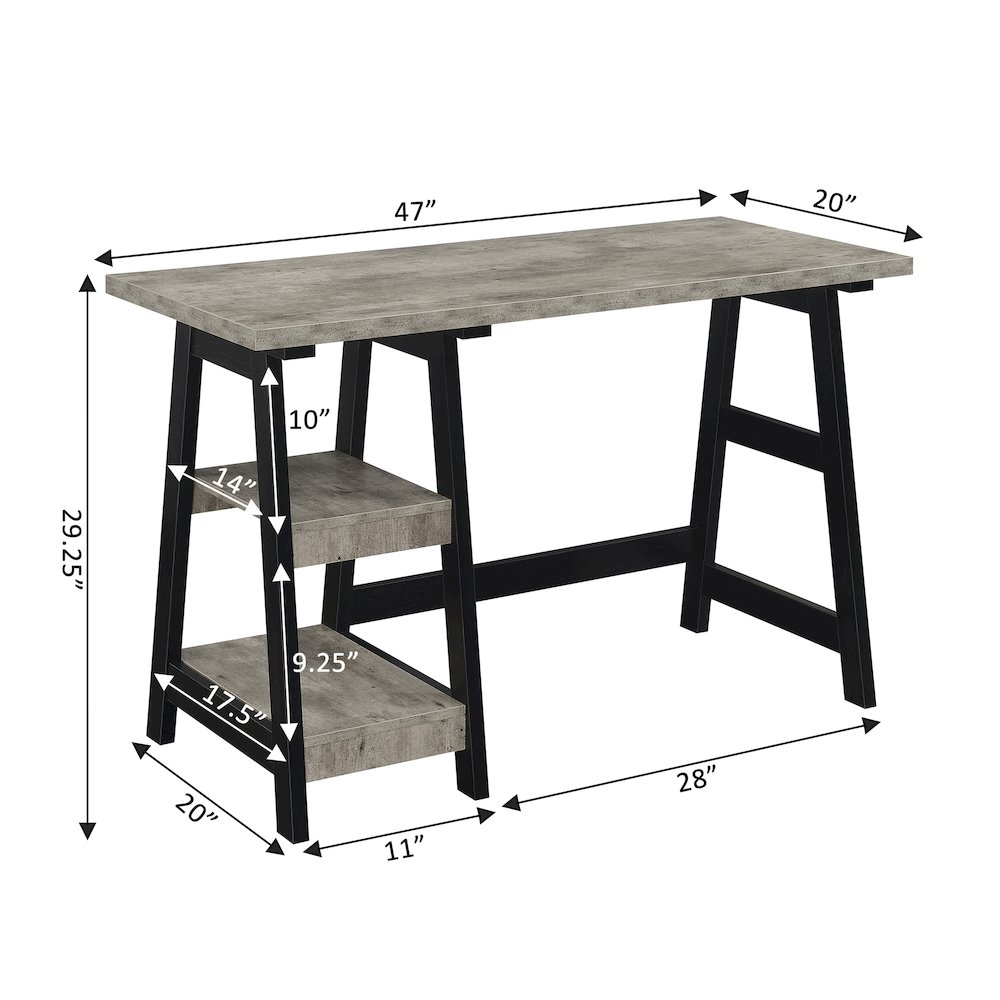 Designs2Go Trestle Desk with Shelves, Faux Birch/Black. Picture 4
