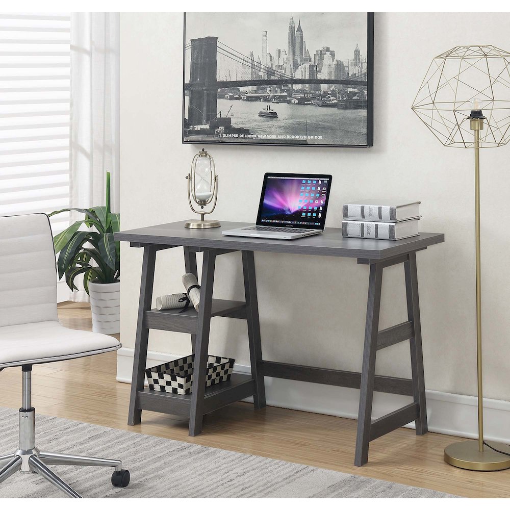 Designs2Go Trestle Desk with Shelves. Picture 2