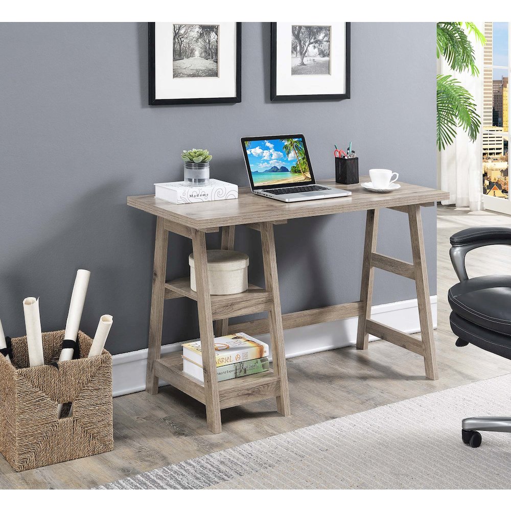 Designs2Go Trestle Desk with Shelves. Picture 2